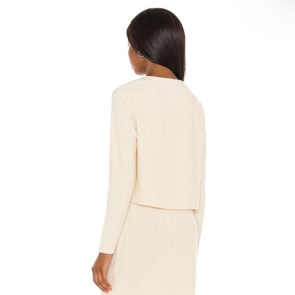 SAYLOR REVOLVE BEIGE POINTELLE KNIT CARDIGAN - Picture 6 of 9